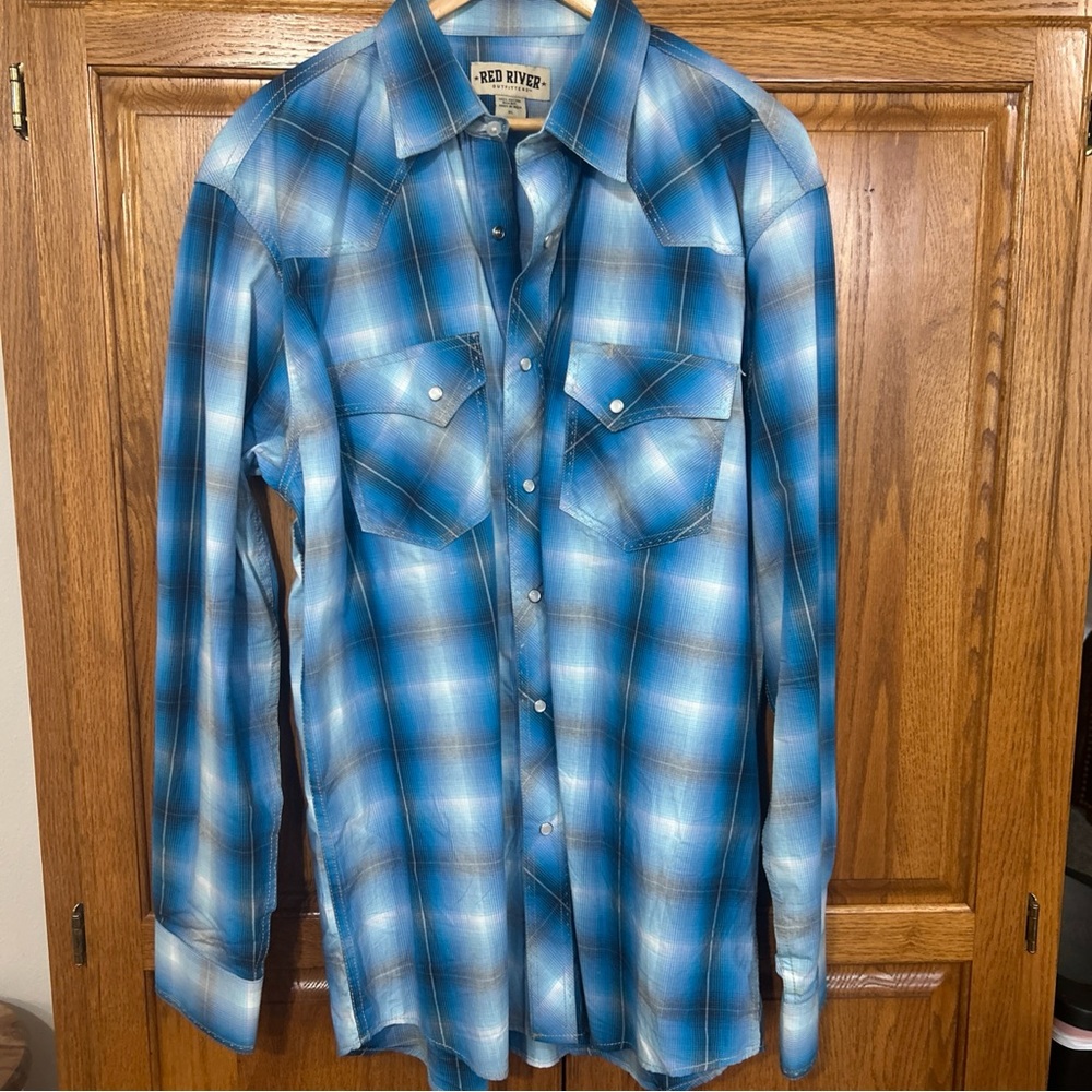 Blue Plaid Men's Casual Shirt